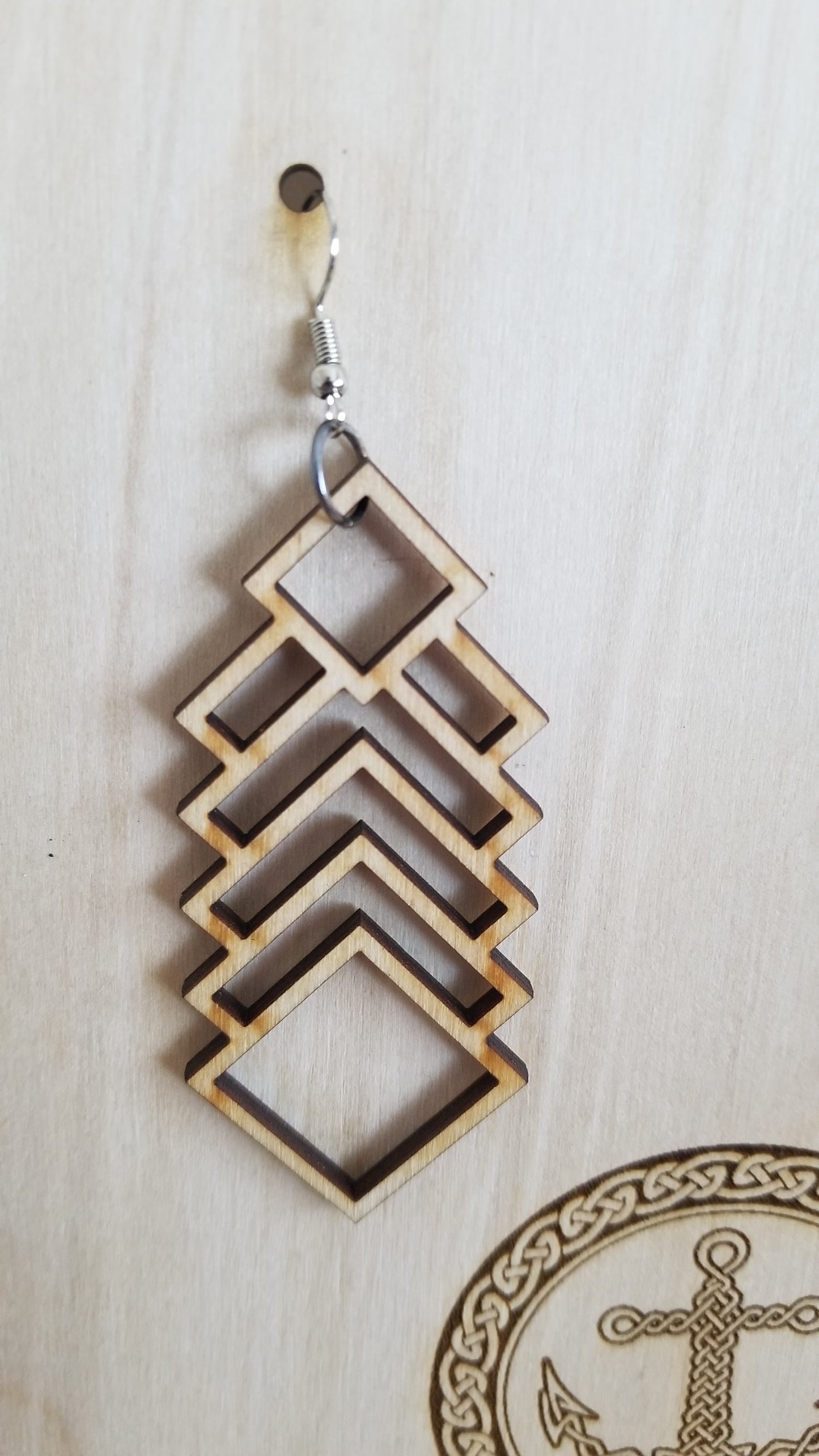 Earrings Oversized themed Laser cut / Engraved Wood