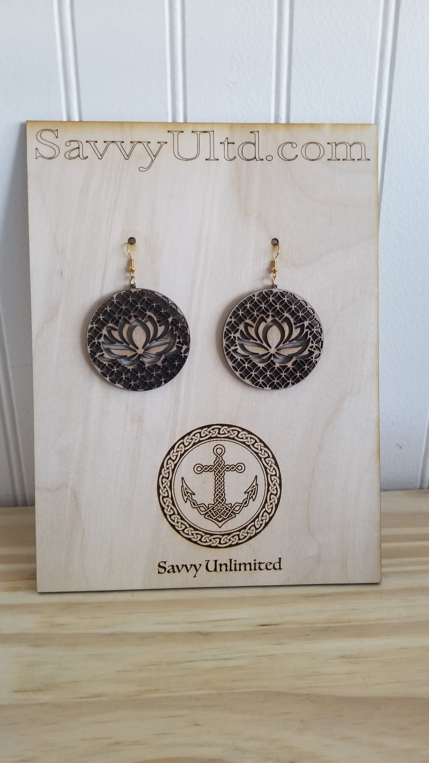 Earrings Oversized themed Laser cut / Engraved Wood