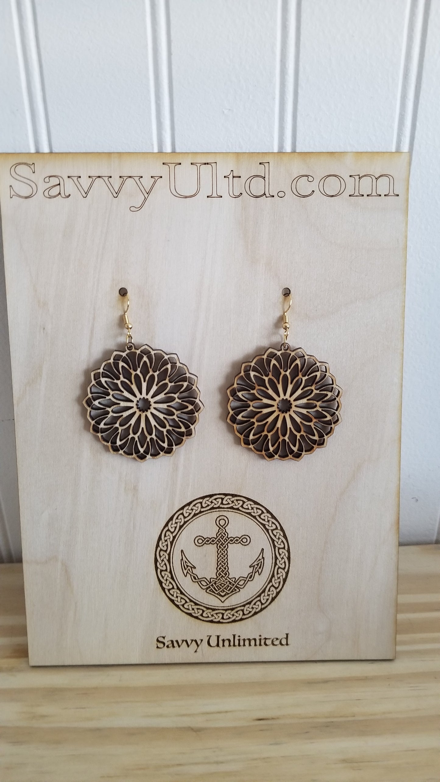 Earrings Oversized themed Laser cut / Engraved Wood