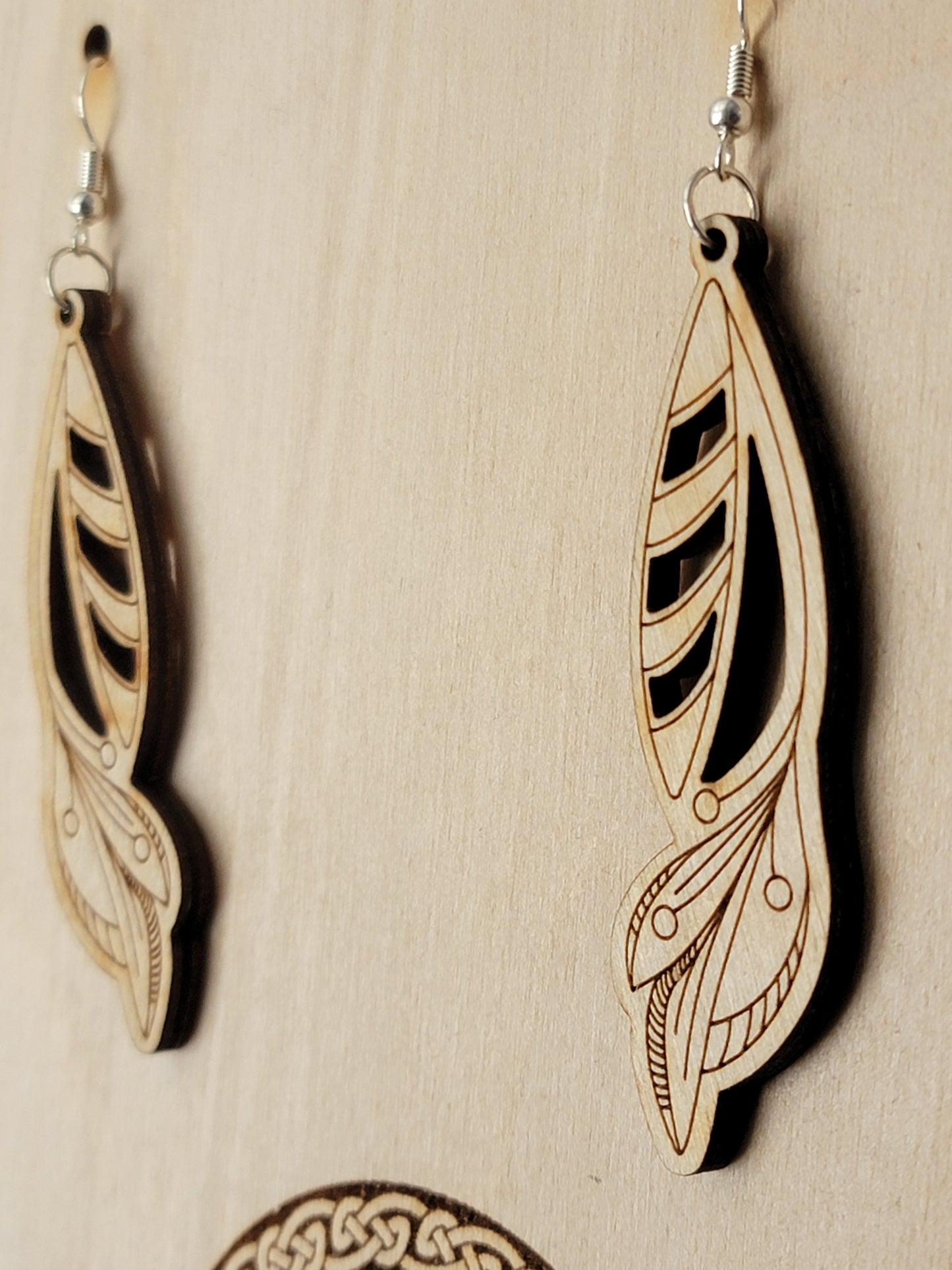 Earrings Oversized themed Laser cut / Engraved Wood