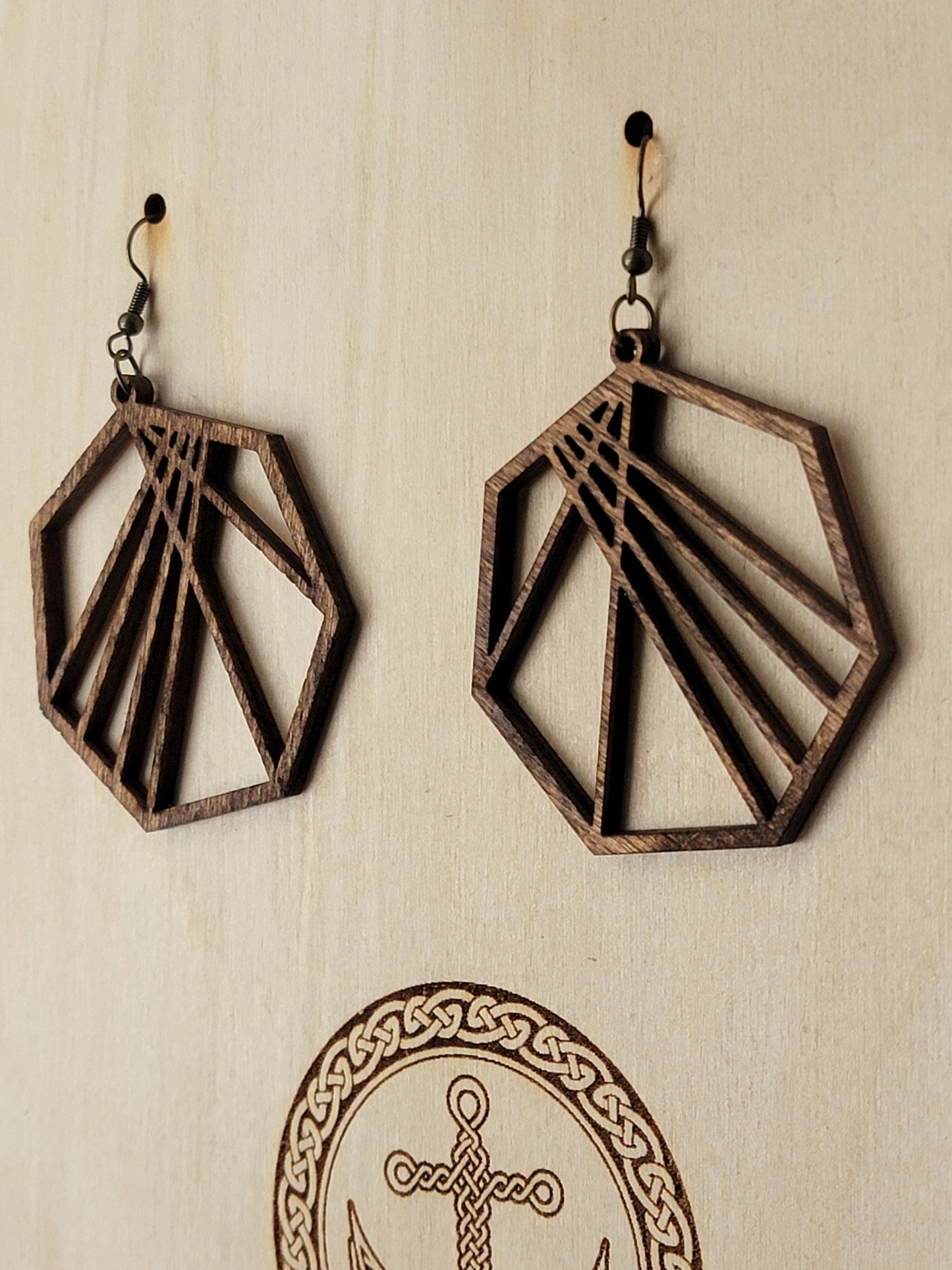 Earrings Oversized themed Laser cut / Engraved Wood