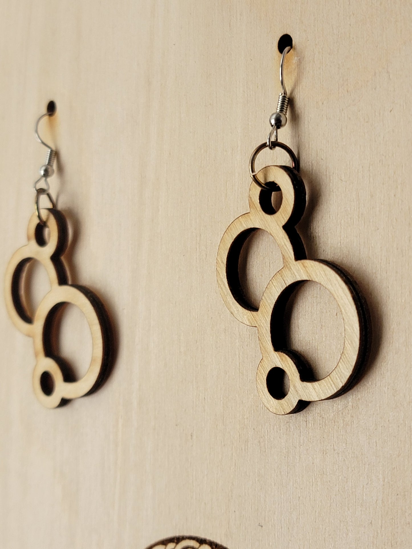 Earrings Oversized themed Laser cut / Engraved Wood