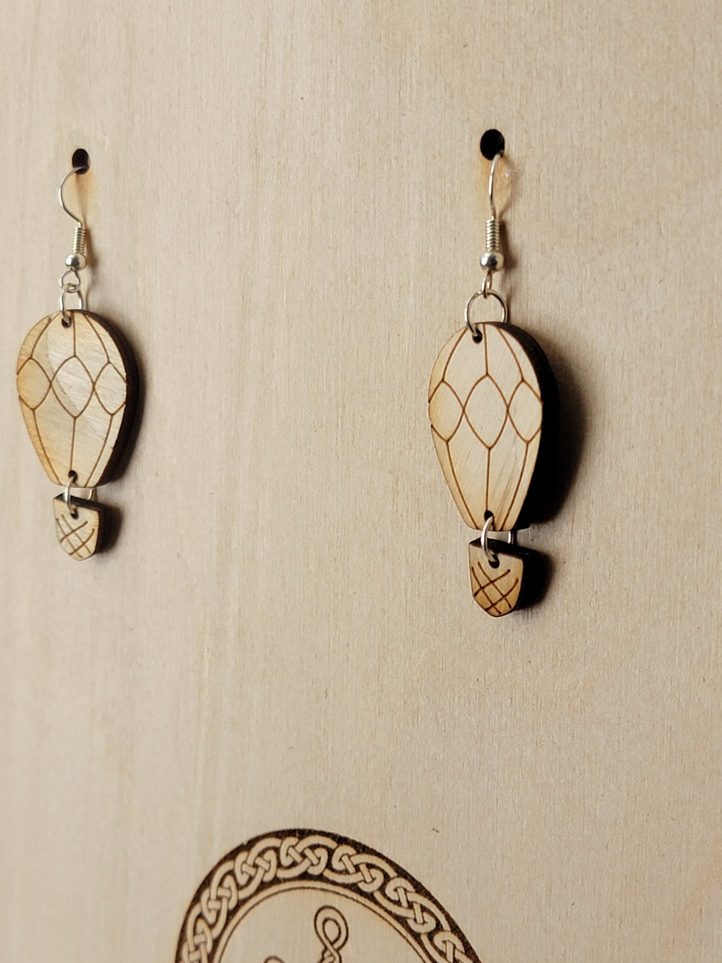 Earrings Double Dangle themed Laser cut / engraved wood