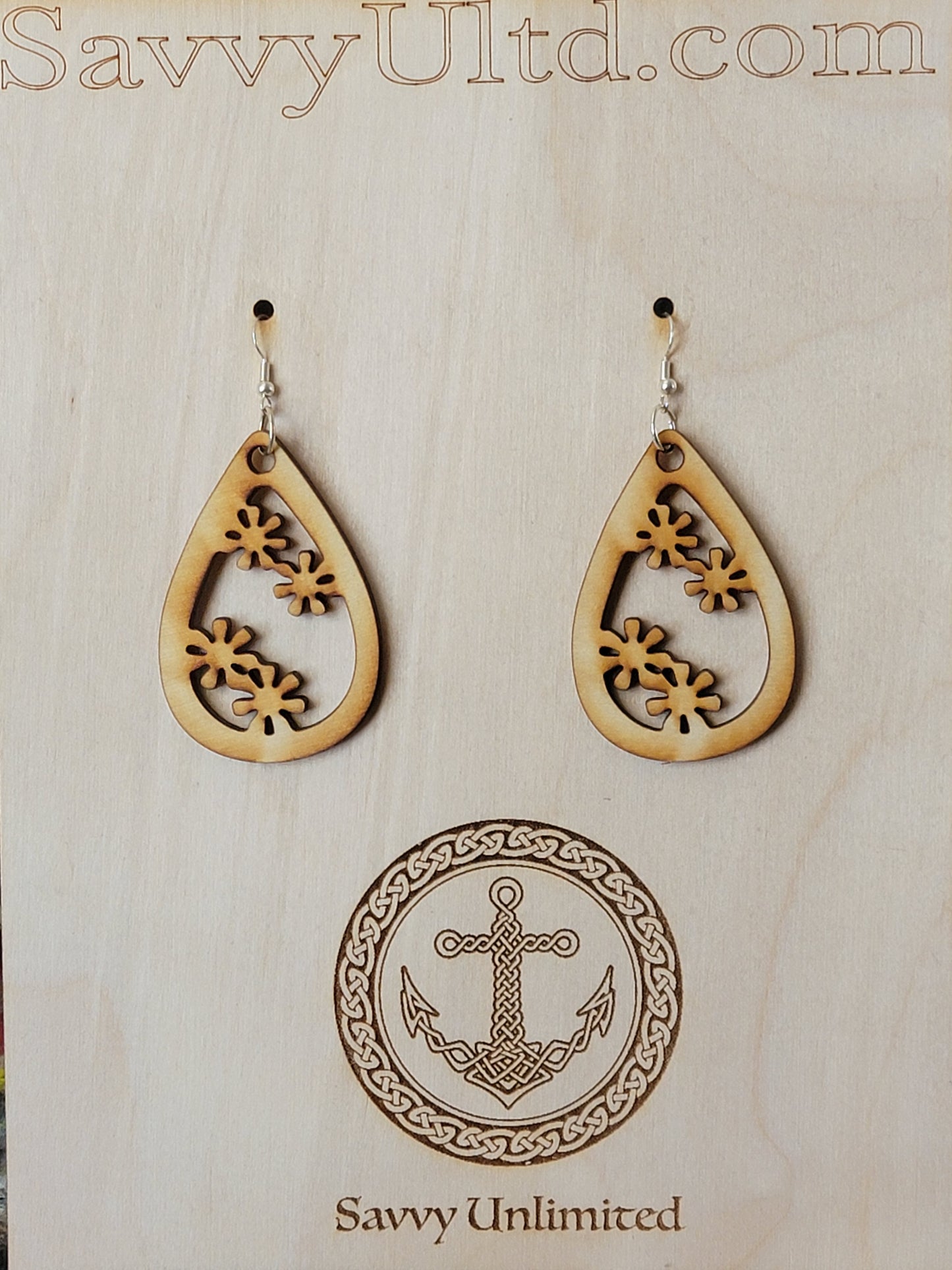 Earrings Oversized themed Laser cut / Engraved Wood