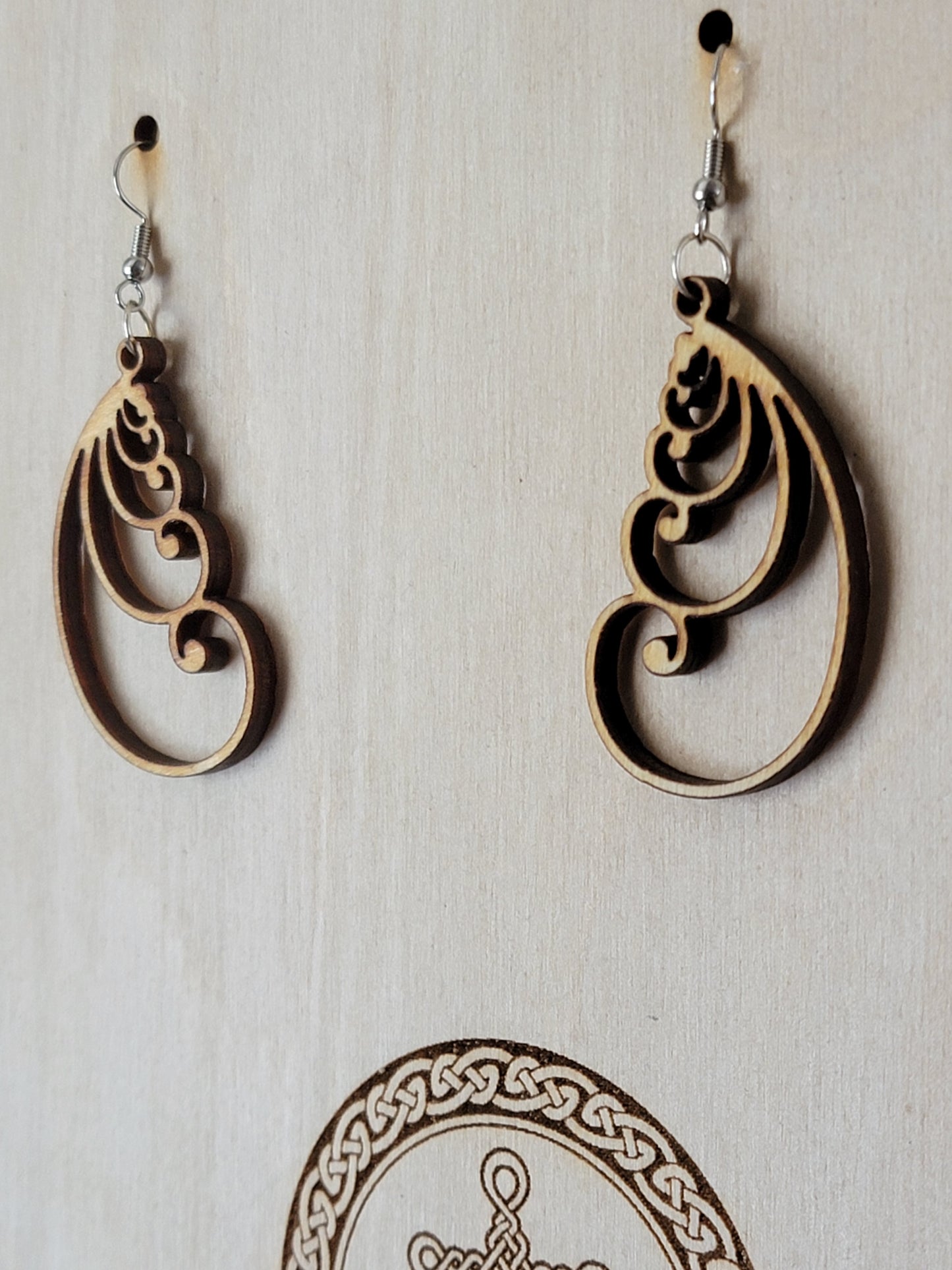 Earrings Oversized themed Laser cut / Engraved Wood