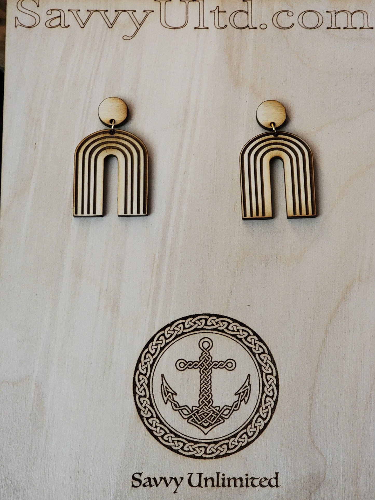 Earrings Double Dangle themed Laser cut / engraved wood